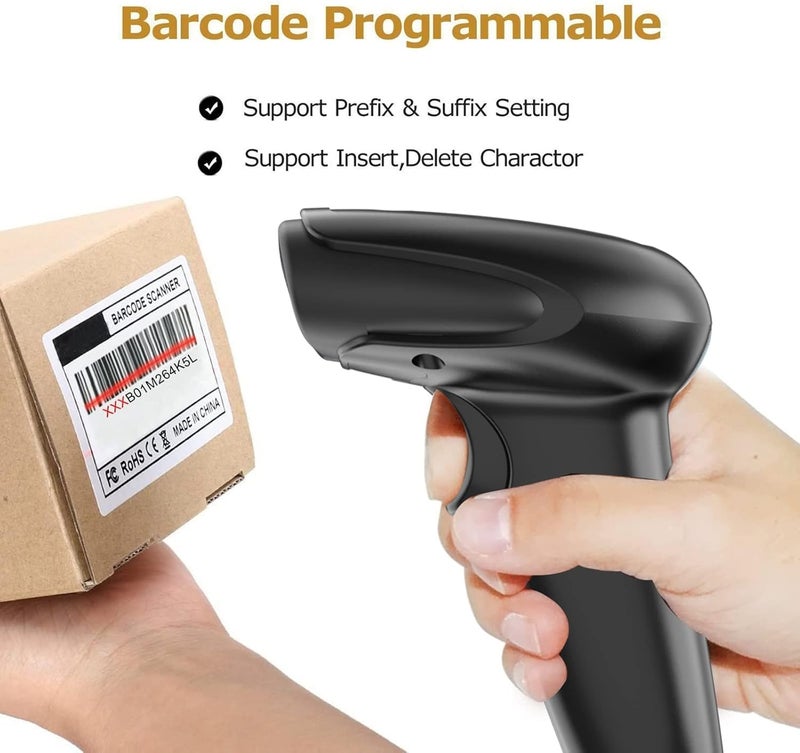symcode Wireless Barcode Scanner Versatile 2-in-1 (2.4Ghz Wireless+USB 2.0 Wired) Handheld Automatic 1D Laser Barcode Scanner 328 Feet Transmission Distance Rechargeable 1D Laser Bar Code Scanner - Image 5